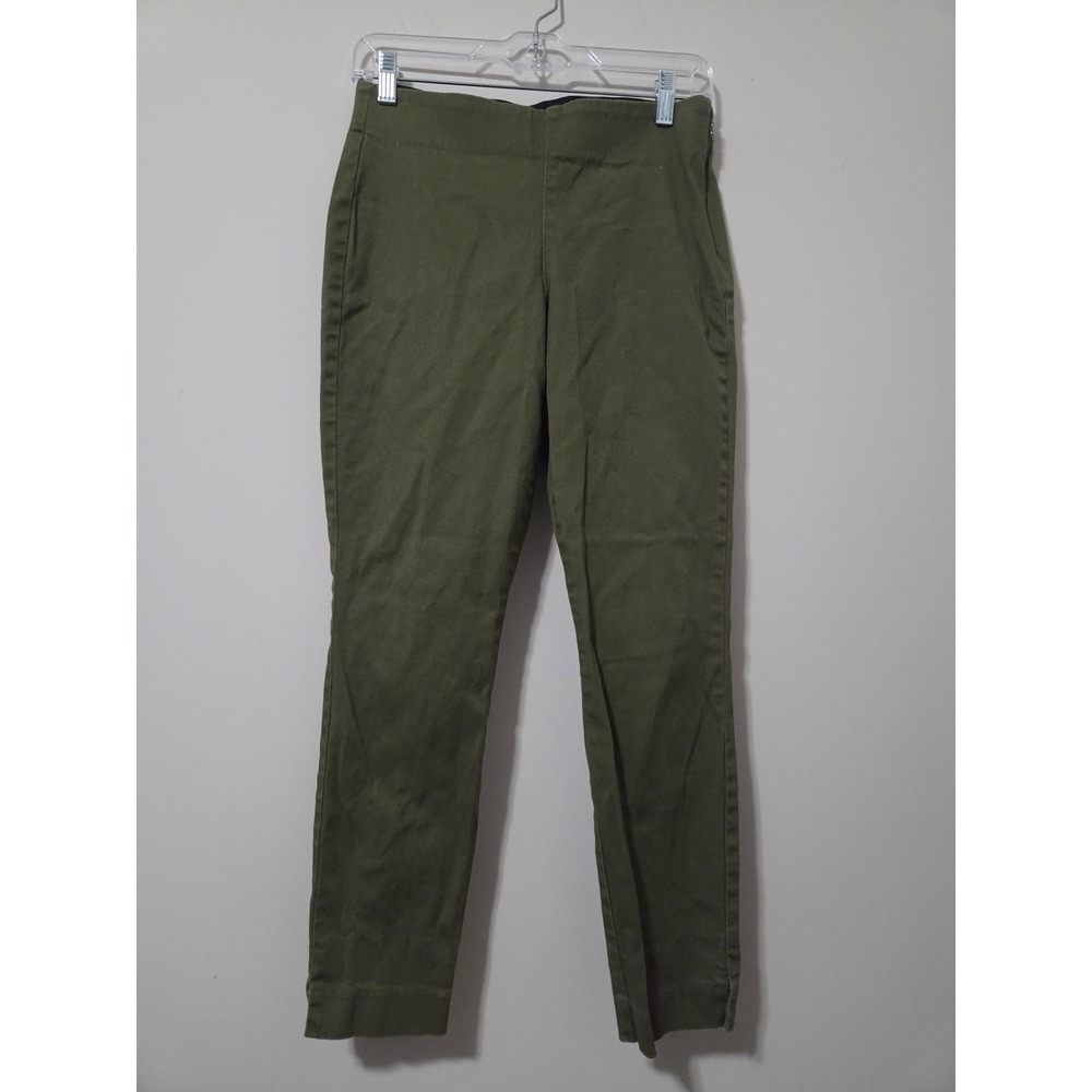 Old Navy Pixie Ankle Pants Womens 6 Olive Green Side Zip Stretch Slim Trousers